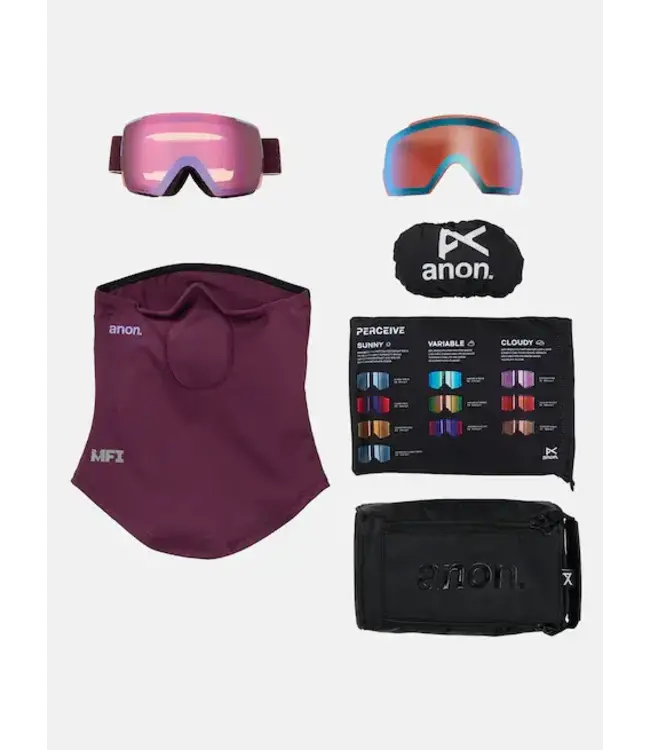 Anon - M5S (FLAT TORRIC) MFI - Deep Cherry w/ PERCEIVE Cloudy Pink + BONUS Lens + Facemask