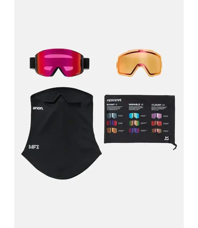 Anon - SYNC MFI - Black w/ PERCEIVE Sunny Red + BONUS Lens + Facemask