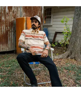 SENDERO Provisions Co. Sendero - CANTINA TERRY S/S POLO - Sonora Stripe Cream/Brown -