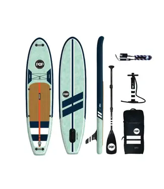 POP Paddleboards POP - YACHT HOPPER iSUP Paddleboard Pkg (2026) - Teak/Mint Green - 11'