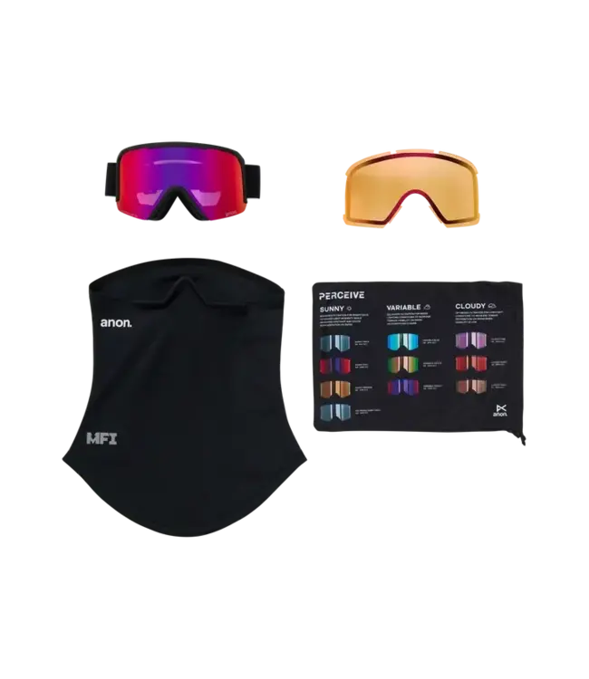 Anon - NESA S Goggles - Black w/ PERCEIVE Sunny Red + BONUS Lens + MFI Facemask