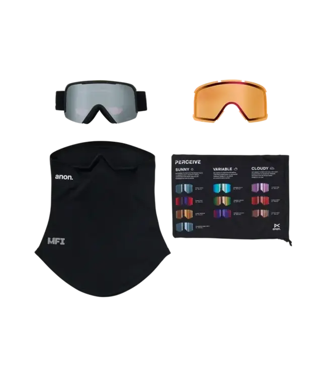 Anon - NESA S Goggles - Black w/ PERCEIVE Sunny Onyx + BONUS Lens + MFI Facemask