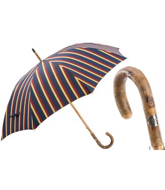 Umbrella with Leather Handle Stitched Mocassino