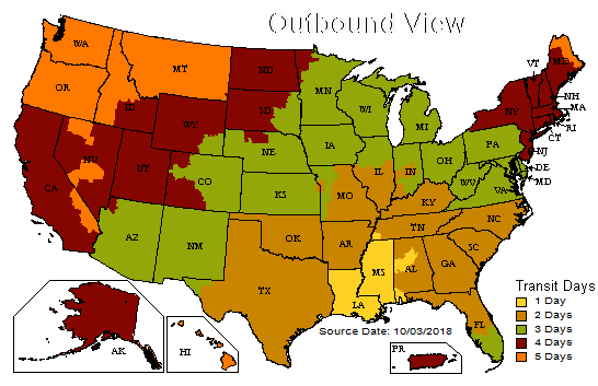 UPS Shipping Map