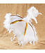 Bella Umbrella Second Line Umbrella #1 White/Gold Ribs/Boa/Tall Ostrich Feathers