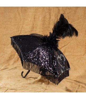 Bella Umbrella Second Line Umbrella #11 Black/Sequin/Fringe/Tall