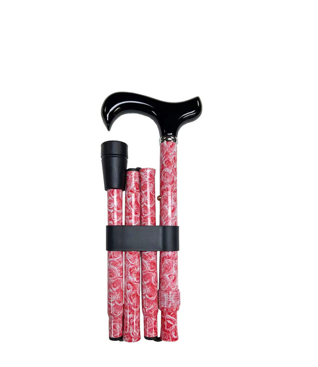 Vista Travel Collapsable Folding Stick Cane - Pink Rose