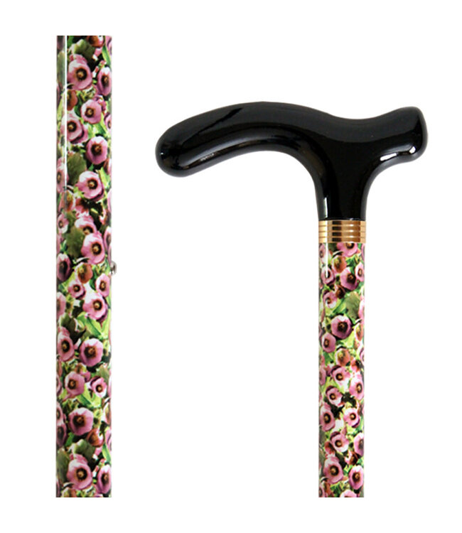 Vista Adjustable/Folding Ladies Cane Pink Floral