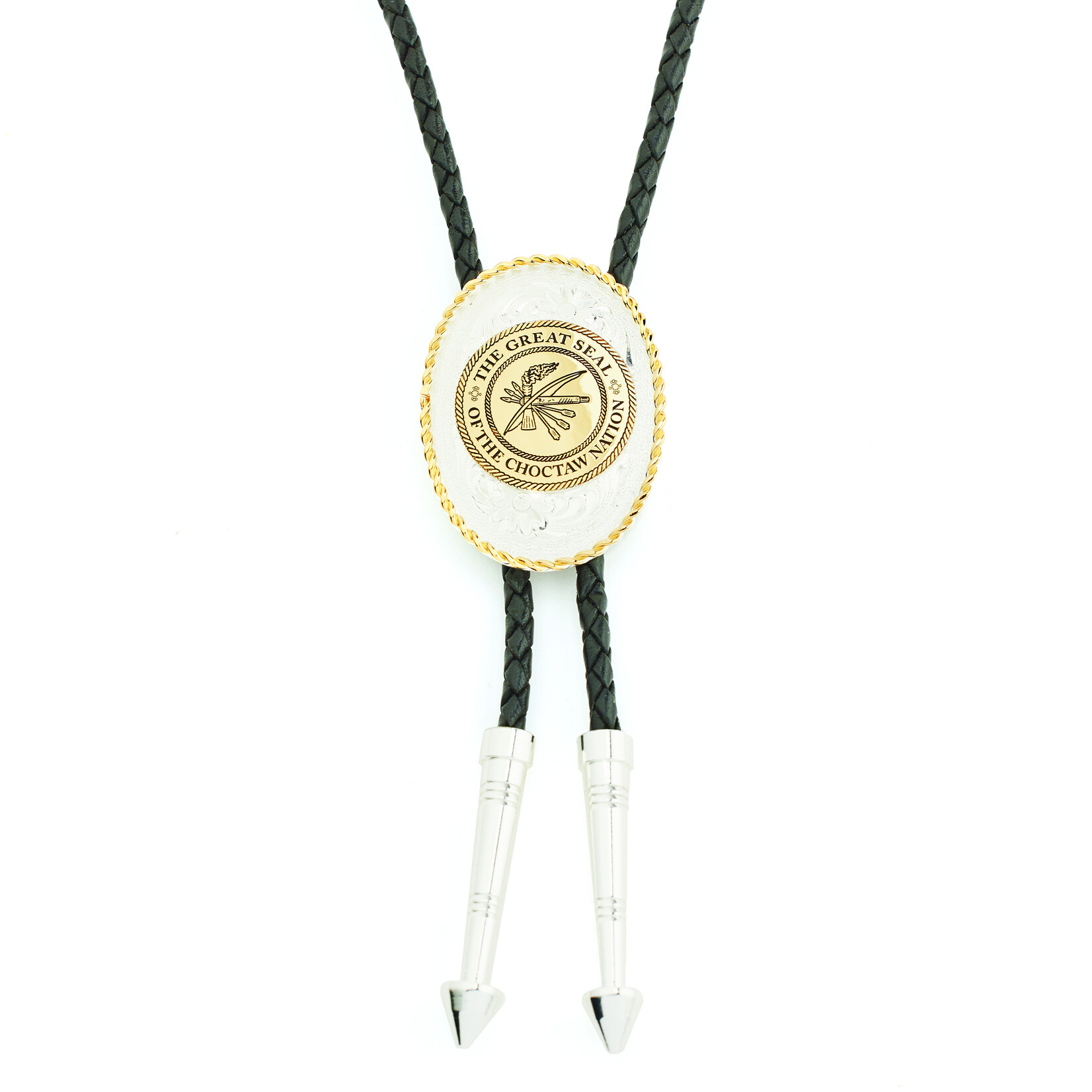 Montana  Silver Oval Bolo Tie Gold/Silver