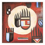 *JU Bear Paw  8"x 8" Stretched giclee Canvas  Print