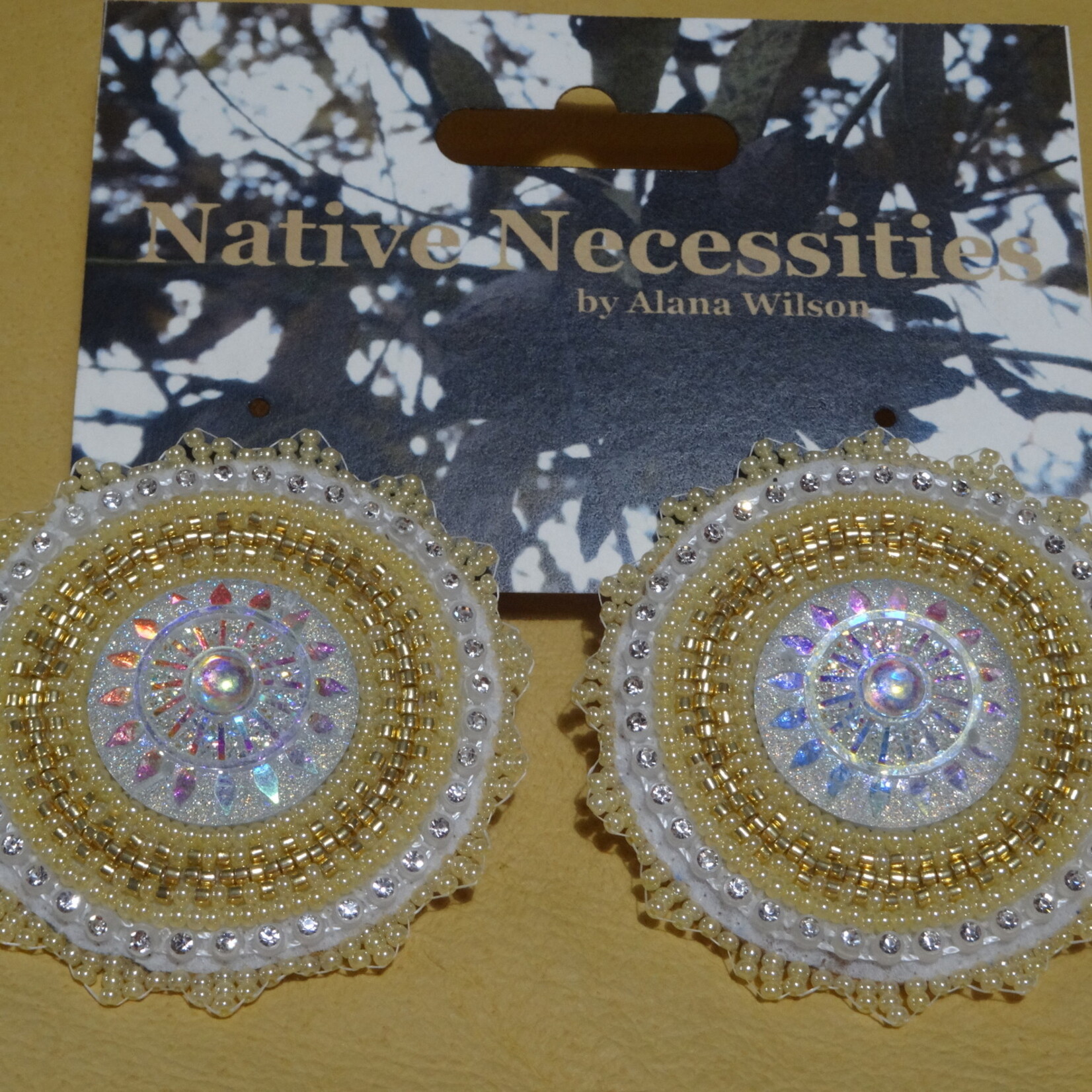 *AW Native Shield Cream Gold Earrings