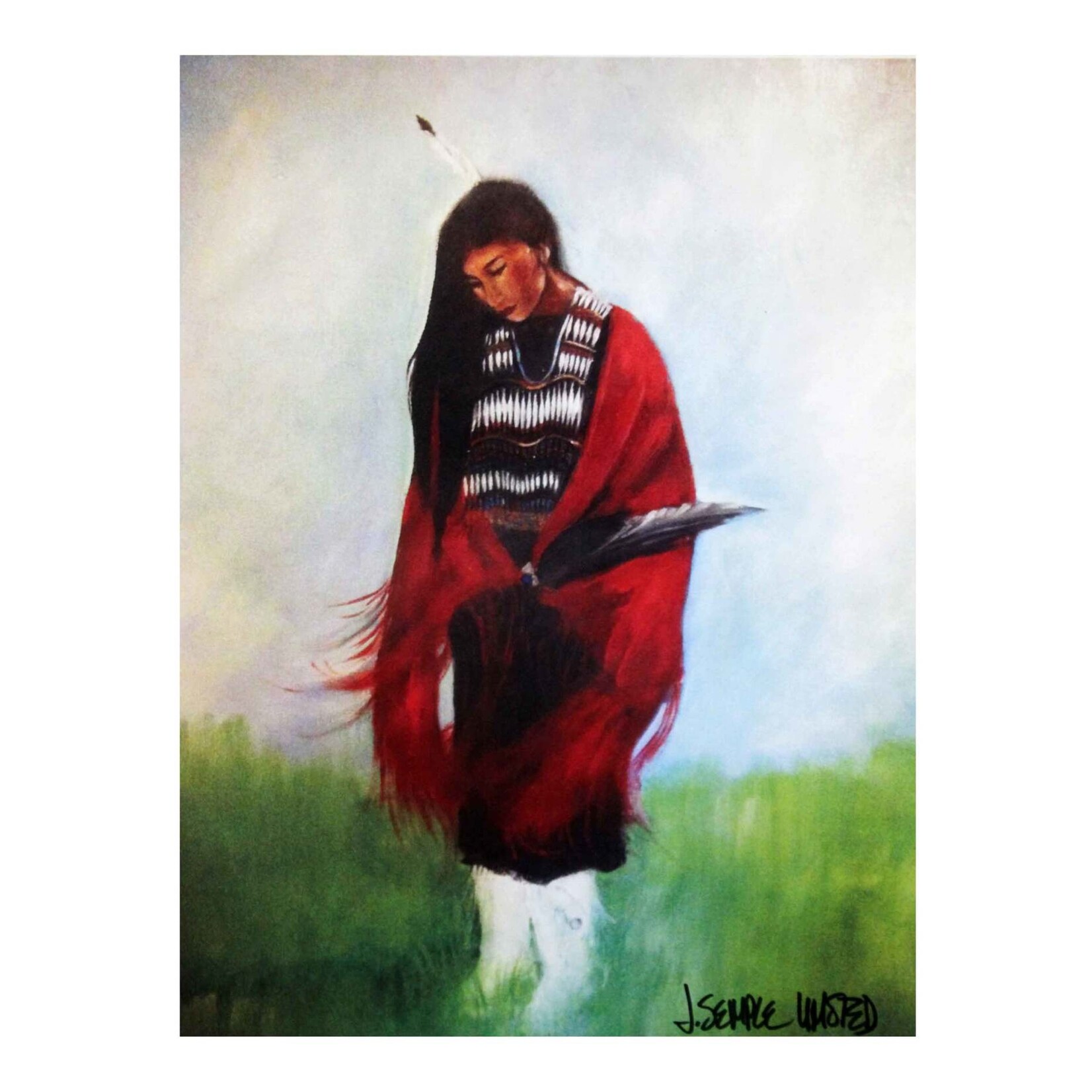 *JU "SHAWL DANCER LADY IN RED" 8x8 Stretched giclee Canvas Print