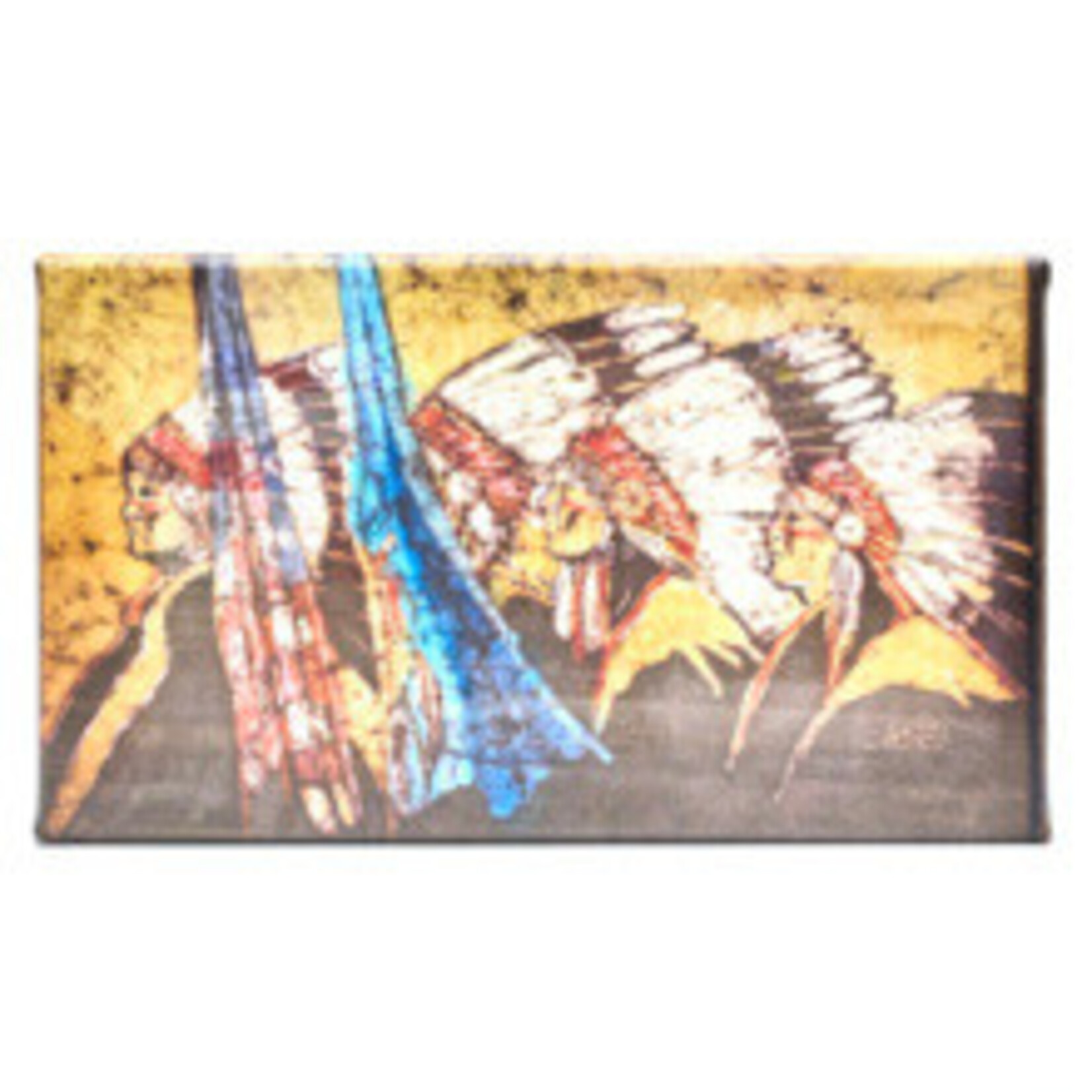 *JU Parade of chiefs with Flag 14" x 8" Canvas Print