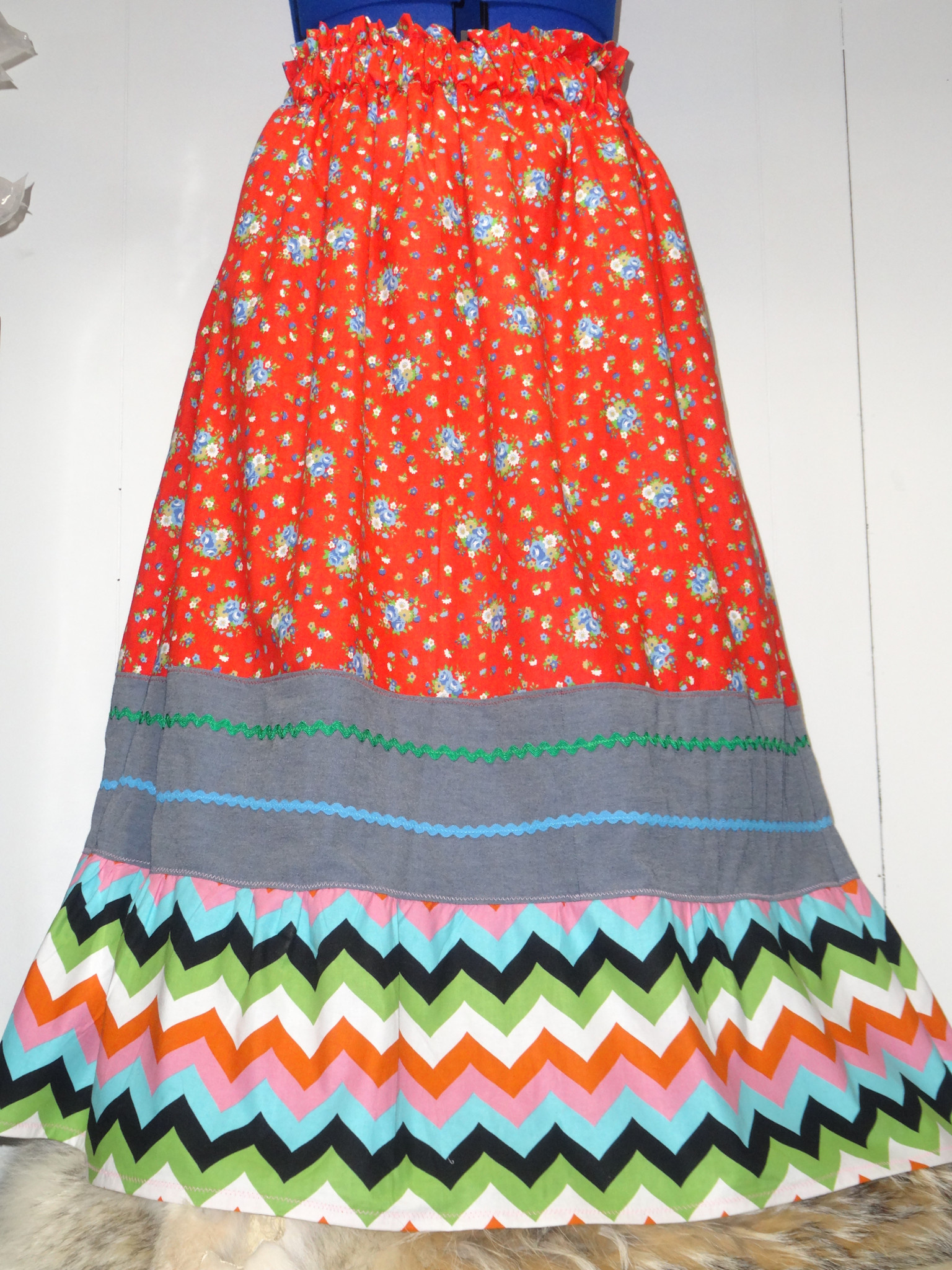 AW 3 Tier Zig Zag Ribbon Skirt Large - The Choctaw Store