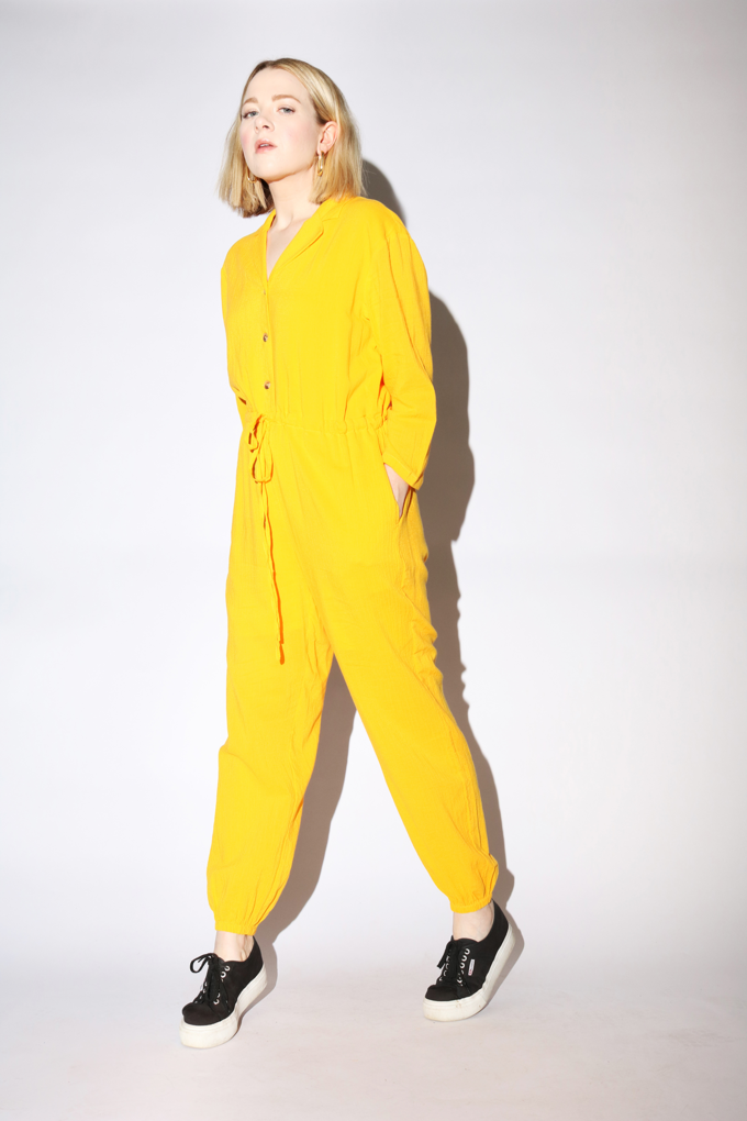 canary yellow jumpsuit