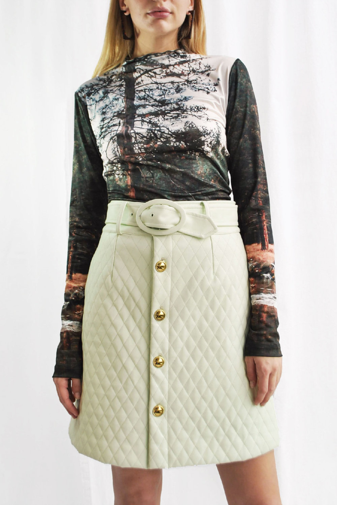 Mid Century Quilted Mini Skirt in Mint - Wildland Supply Co.