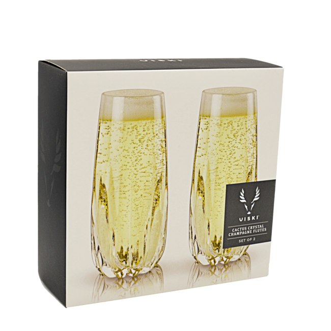 Viski VISKI CACTUS CRYSTAL STEMLESS FLUTES FOR CHAMPAGNE & BUBBLES