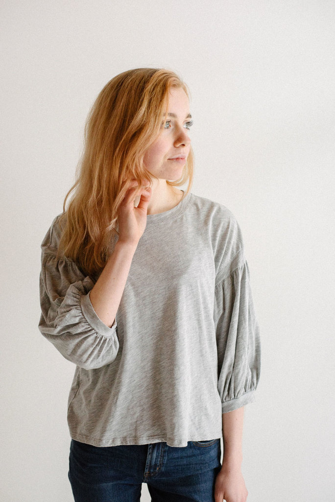 velvet 'zee' cotton slub top grey