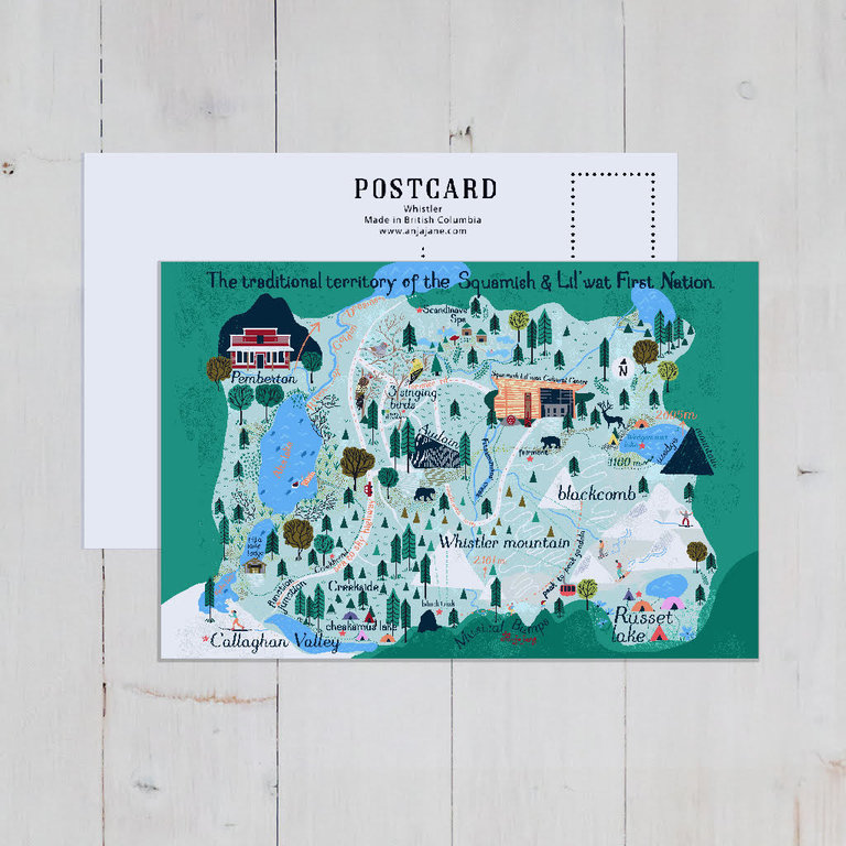 anja jane whistler map postcard