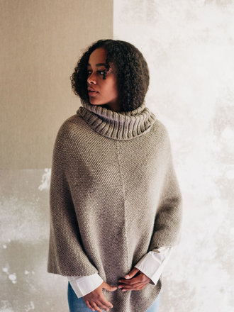 High Neck Oversize Knitted Poncho In Grey | Jenerique | SilkFred US