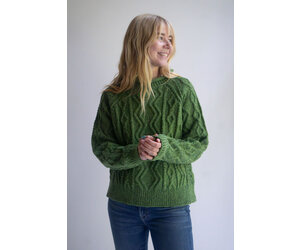 Donegal Wool Cable Sweater, Apple Green