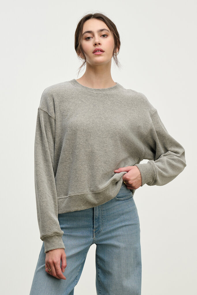 velvet velvet halima heather grey velour top