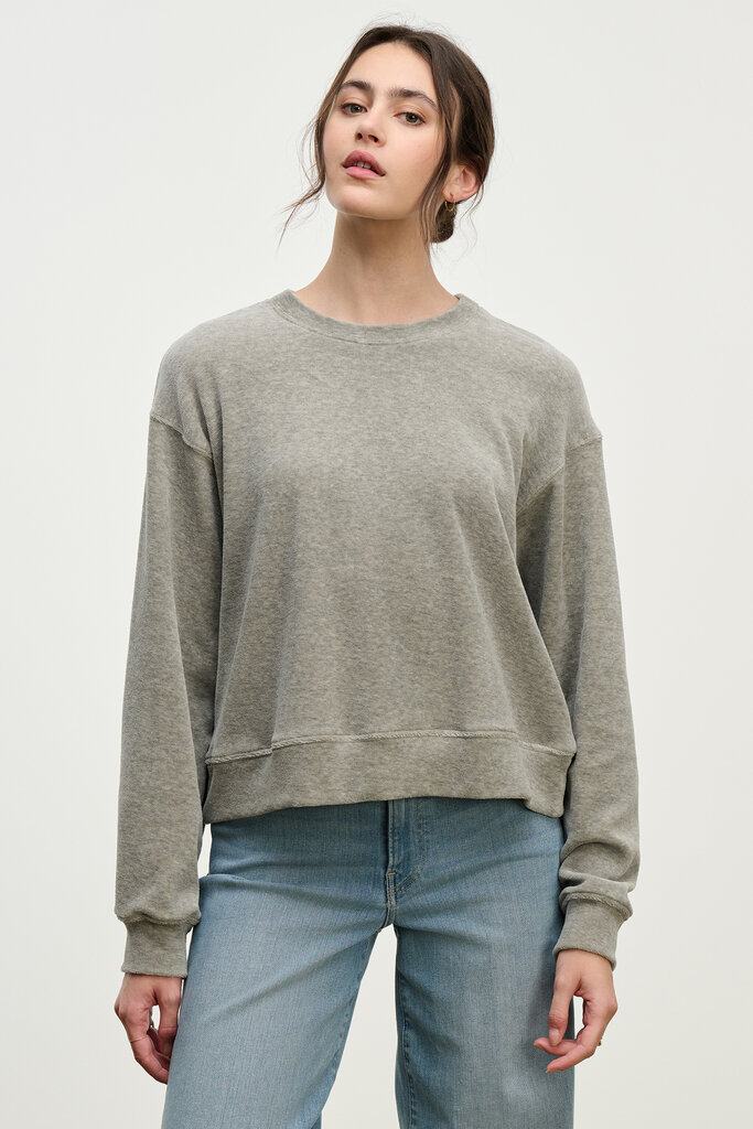 velvet velvet halima heather grey velour top