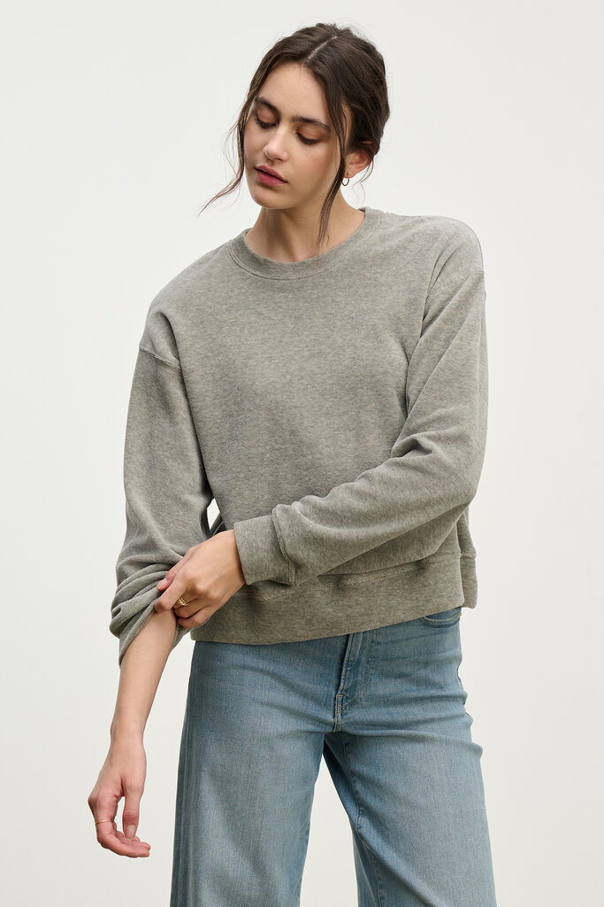 velvet velvet halima heather grey velour top