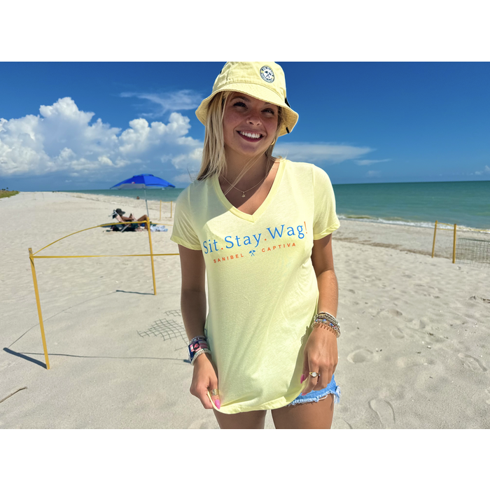 Sit. Stay. Wag!   Ladies V-Neck