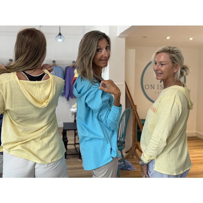 Super lightweight Mock Hoodie Sweater in Turquoise Sea Blue
