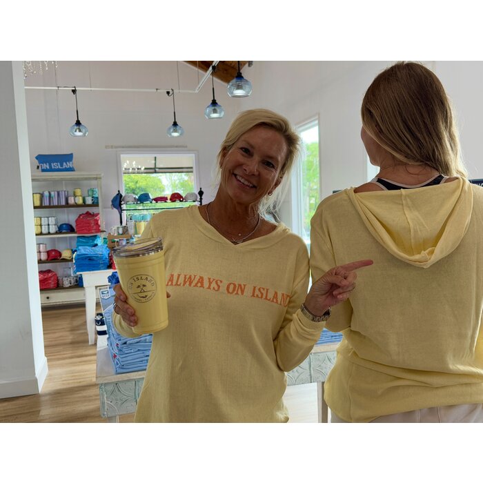 Super lightweight Mock Hoodie Sweater in Buttercup Yellow