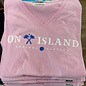 Tri Color Map Ladies Short Sleeve V-Neck Light Pink
