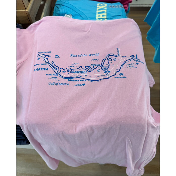 Tri Color Map Ladies Short Sleeve V-Neck Light Pink