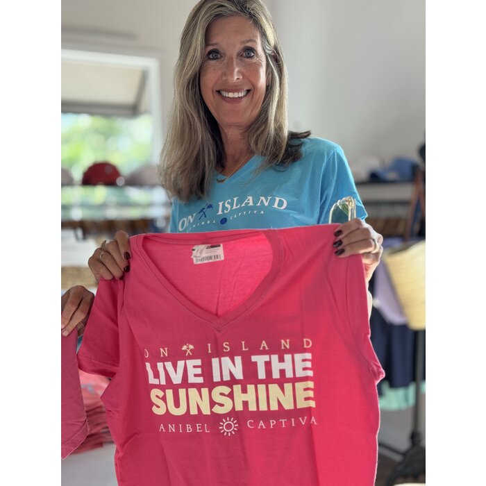 Live In The Sunshine Ladies V-Neck Pink