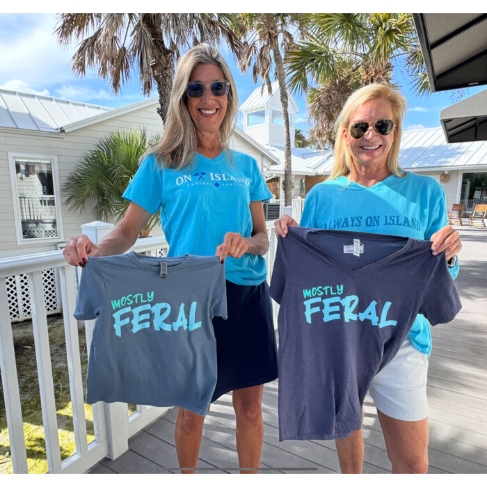 Mostly Feral Ladies Short Sleeve V-Neck Dk Gray