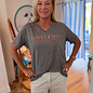 Lucky Dog Ladies V-Neck Gray