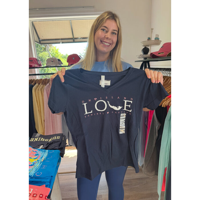 LOVE Ladies Short Sleeve V-Neck Navy