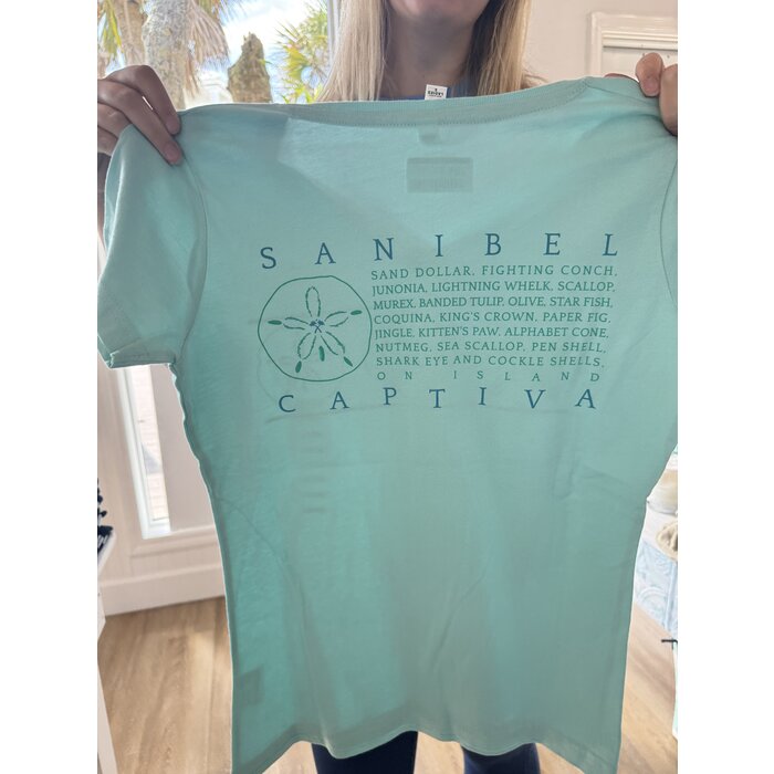 Shell Shirt - Ladies Short Sleeve V-Neck Mint