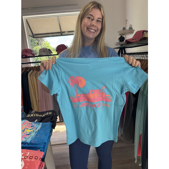 Always on Island/Beach Thing Ladies Short Sleeve V-Neck Aqua