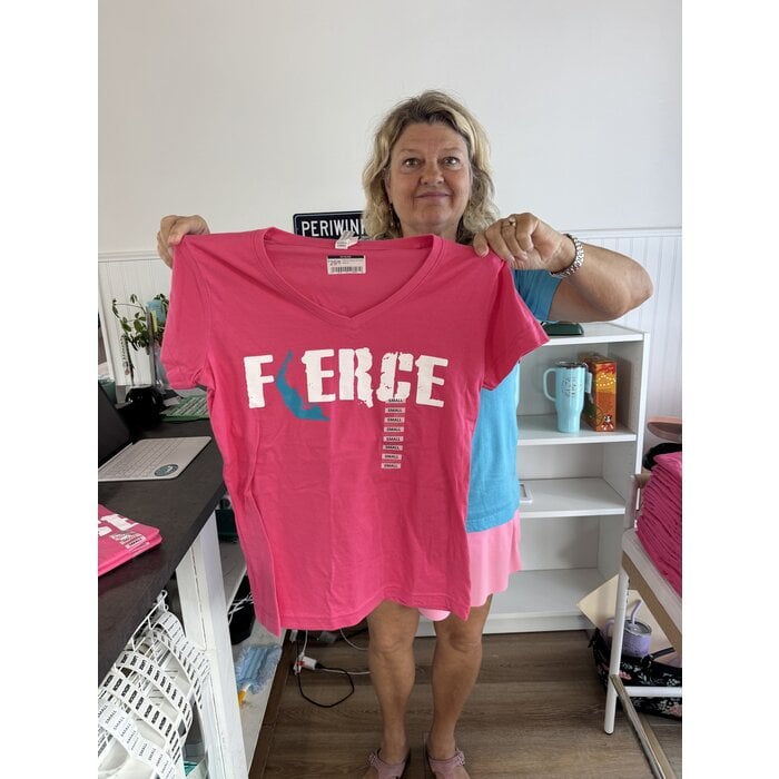 FIERCE Ladies Short Sleeve V-Neck Hot Pink