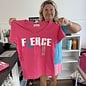 FIERCE Ladies Short Sleeve V-Neck Hot Pink