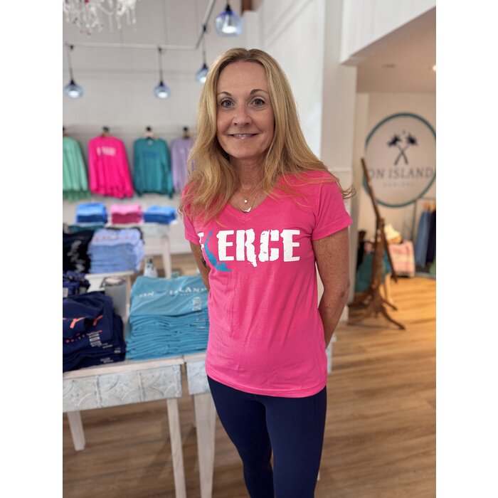 FIERCE Ladies Short Sleeve V-Neck Hot Pink