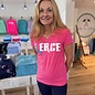 FIERCE Ladies Short Sleeve V-Neck Hot Pink