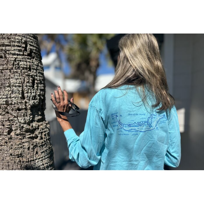 Tri Color Map Unisex Long Sleeve Aqua