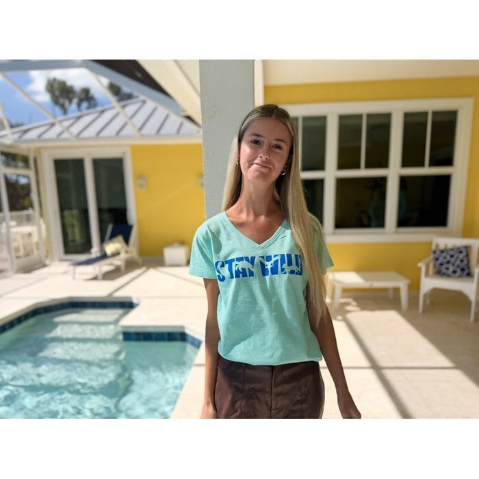 Stay Wild Ladies Short Sleeve V-Neck - Mint