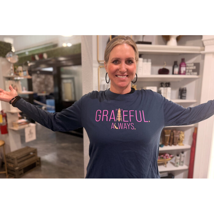 Grateful Always Ladies Long Sleeve - Navy