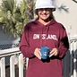 On Island Block Sueded Hooded Sweatshirt Unisex - Wine
