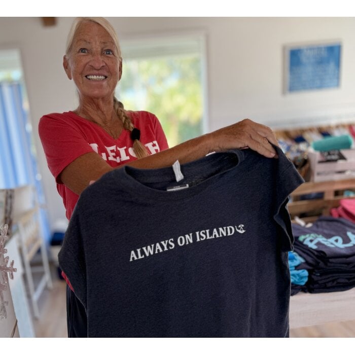 Always on Island/SanCap Stats Ladies Cropped Sleeve Gray