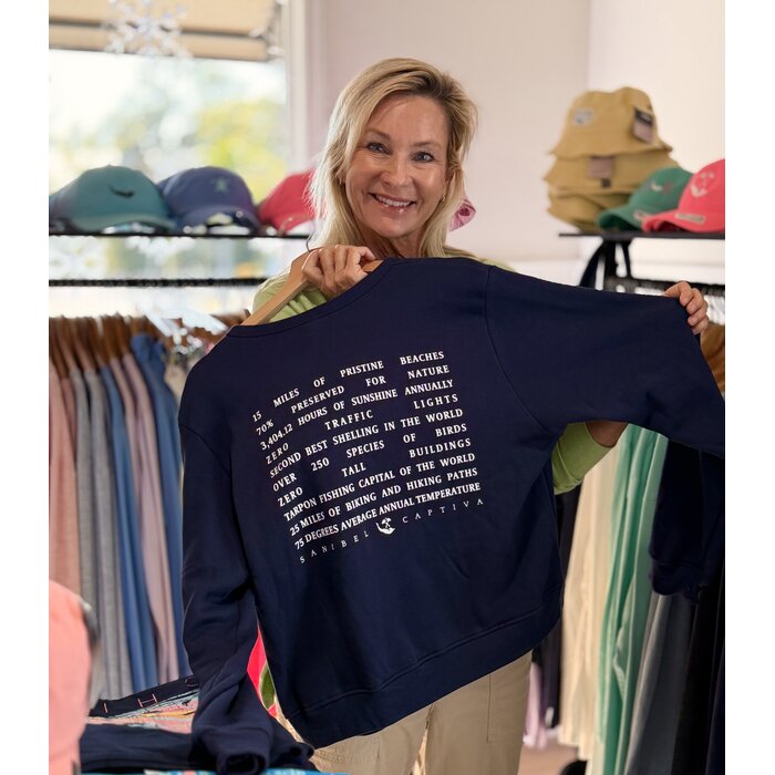 Always on Island/SanCap Stats Ladies Sweatshirt Navy