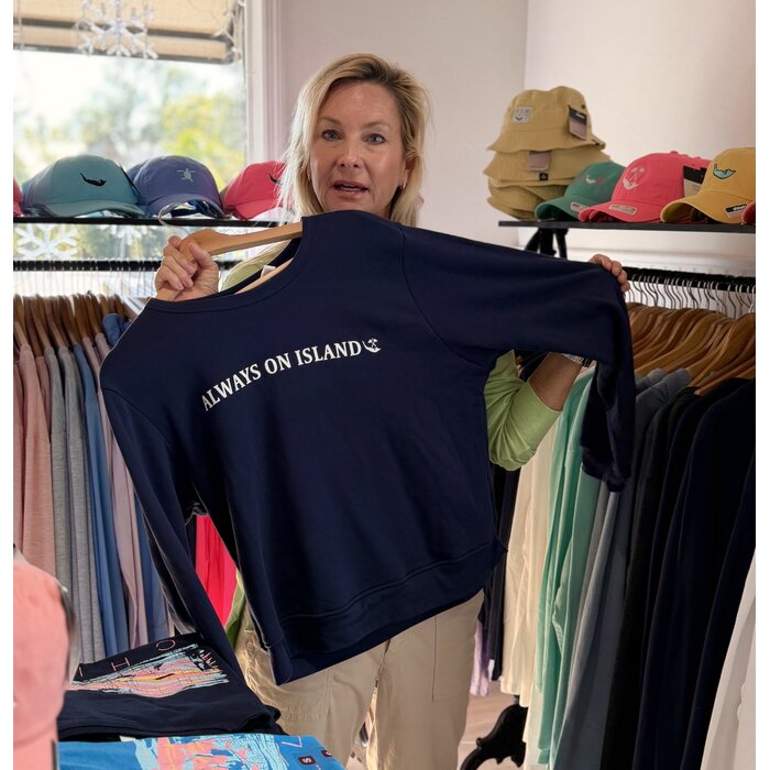 Always on Island/SanCap Stats Ladies Sweatshirt Navy